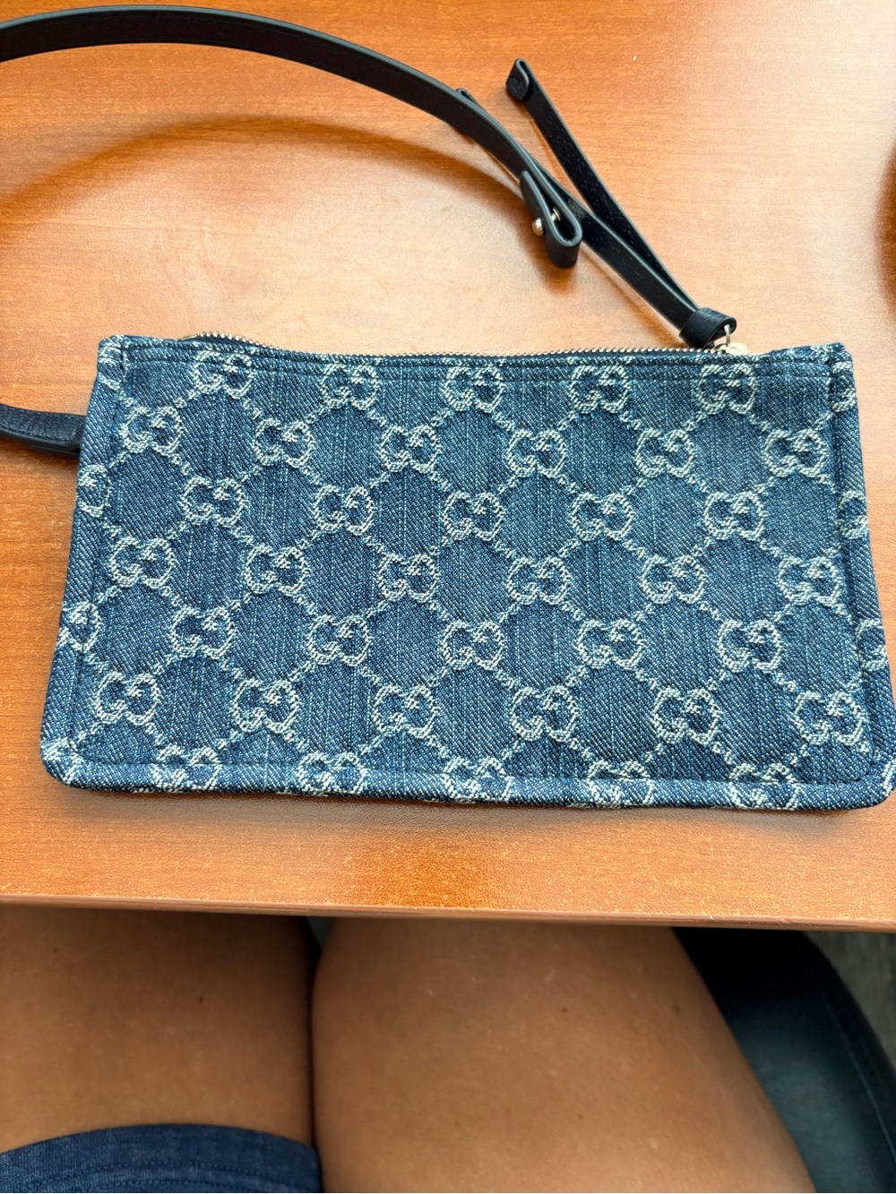 Gucci Denim GG Monogram pouch from sought after Giglio bag in Dark Blue